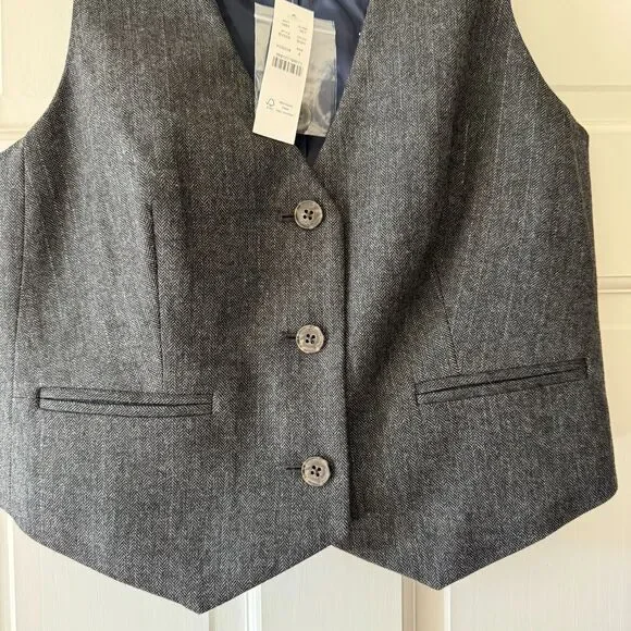 NWT J Crew Collection Cropped Vest in Italian Pinstripe Wool Blend Women's Sz 4